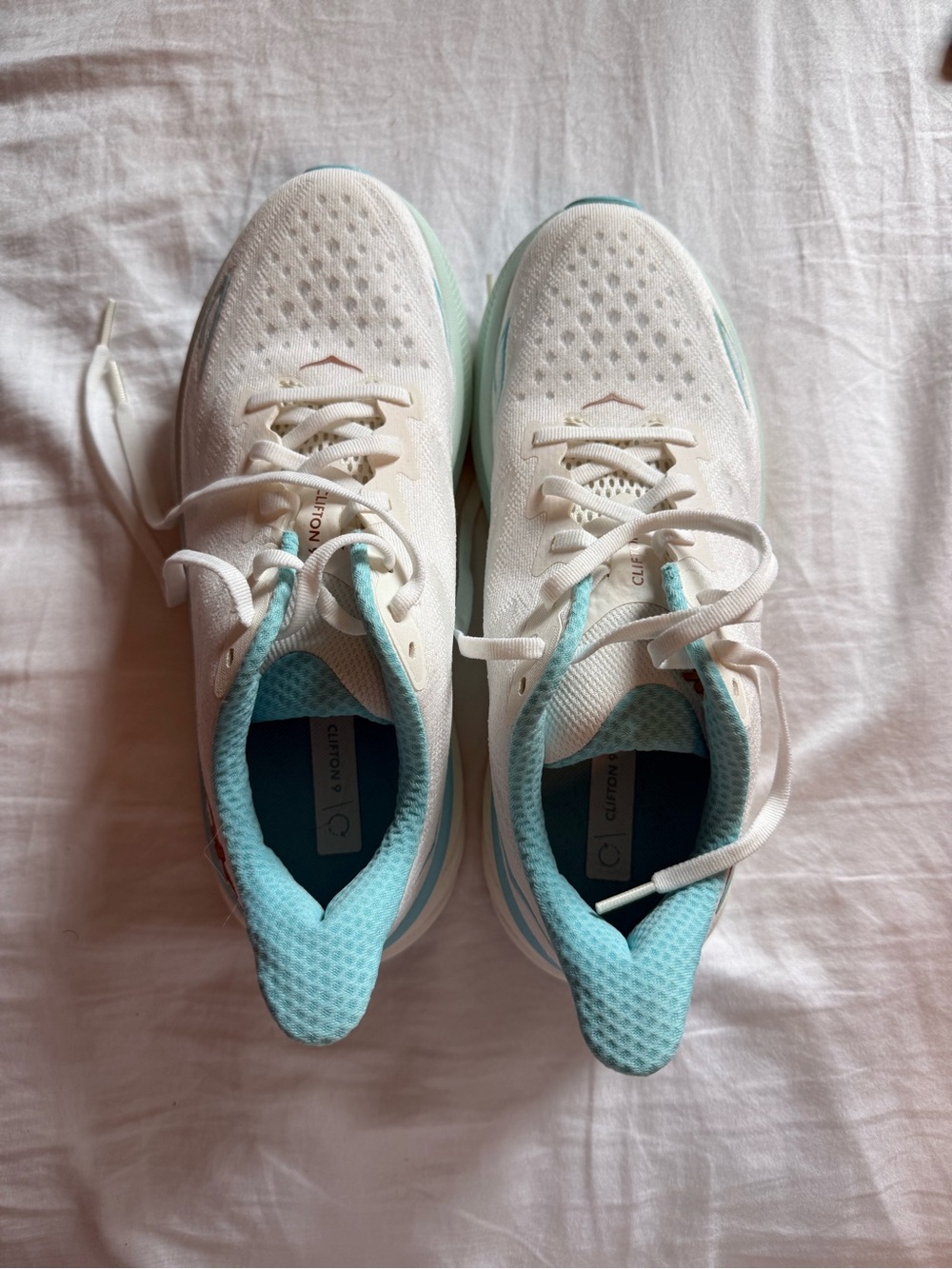 Hoka Women's White & Light Blue Cushioned Running Shoes NEVER BEEN WORN!